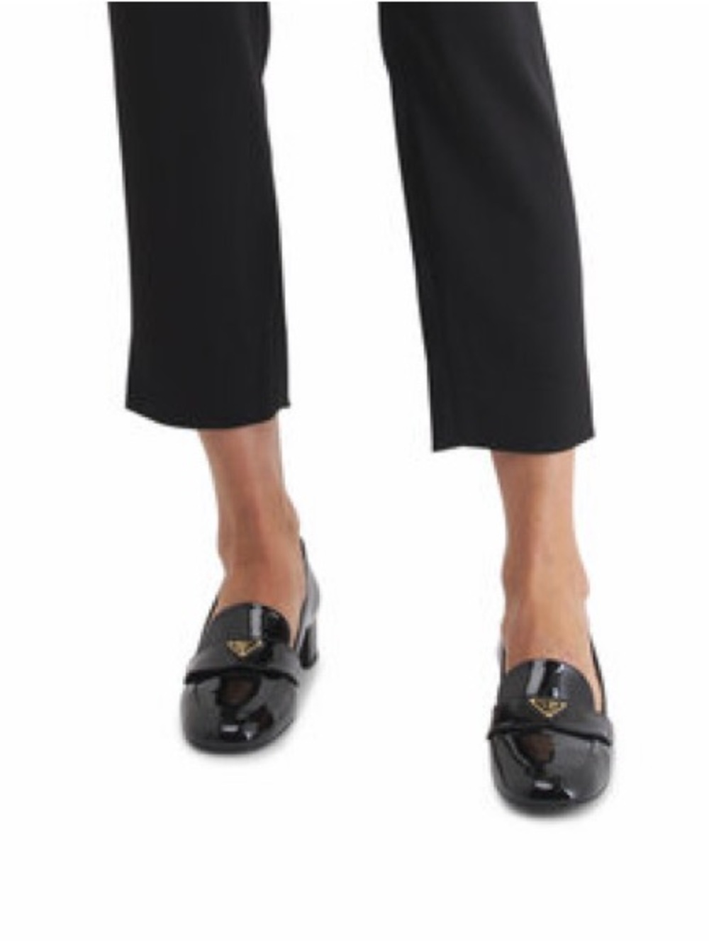 Prada Black Leather Loafers with Gold Accent - Picture 2 of 10